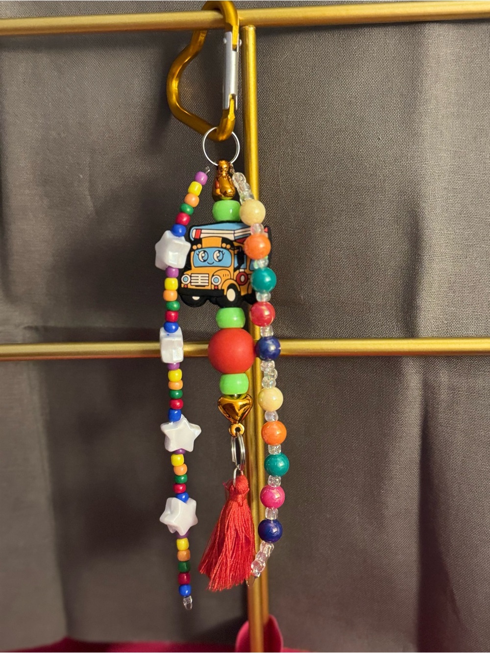 Handmade Colorful Beaded Tassel Keychain - Multicolor